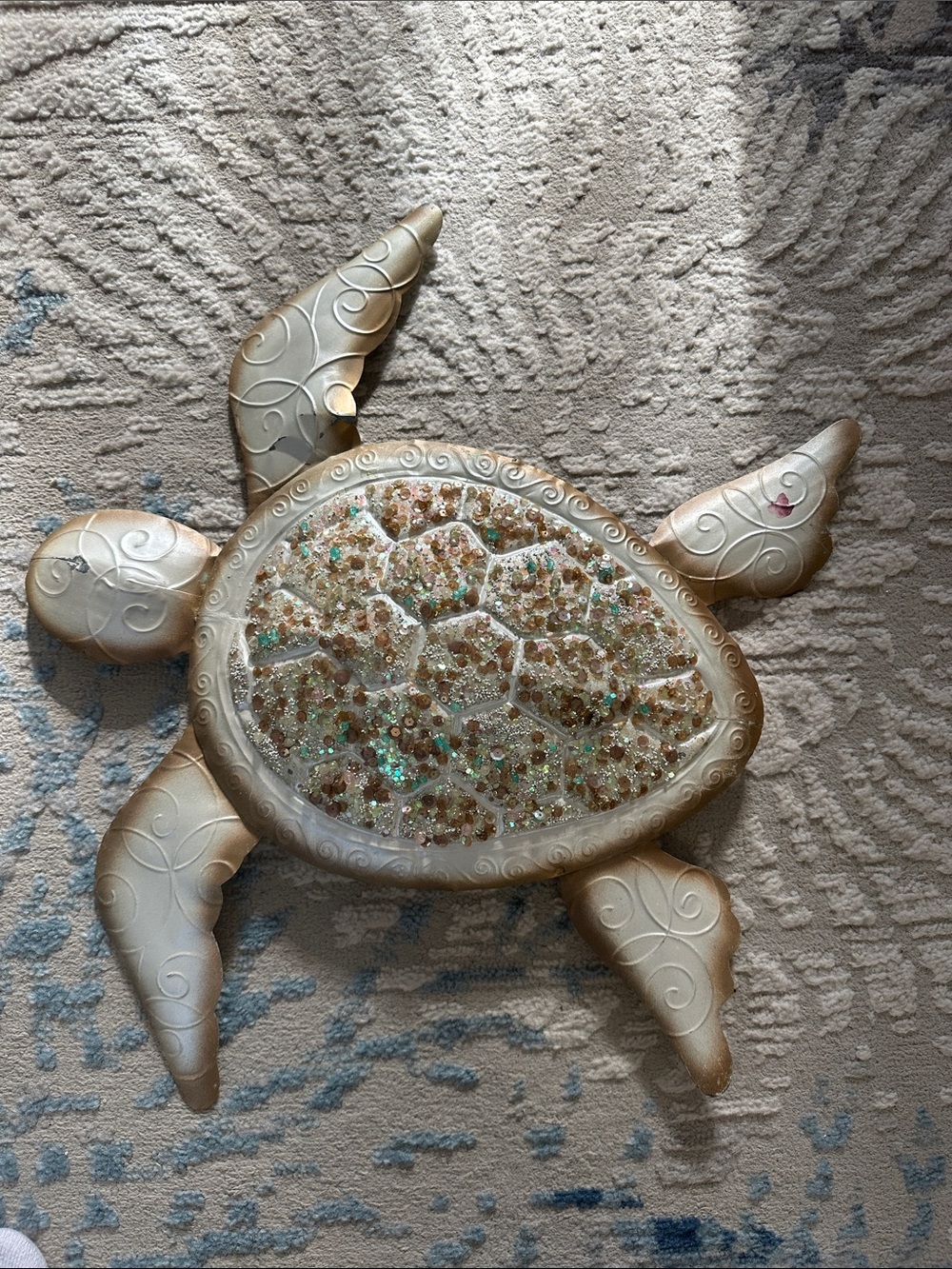Sea Turtle Wall Decor in Gold and Cream